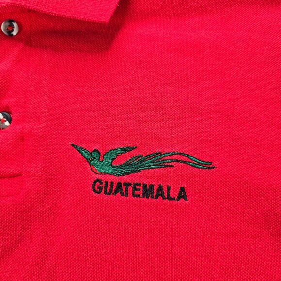 Guatemala‎ Polo Shirt Mens Large Red Short Sleeve Bird Embroidered Casual - Picture 2 of 6